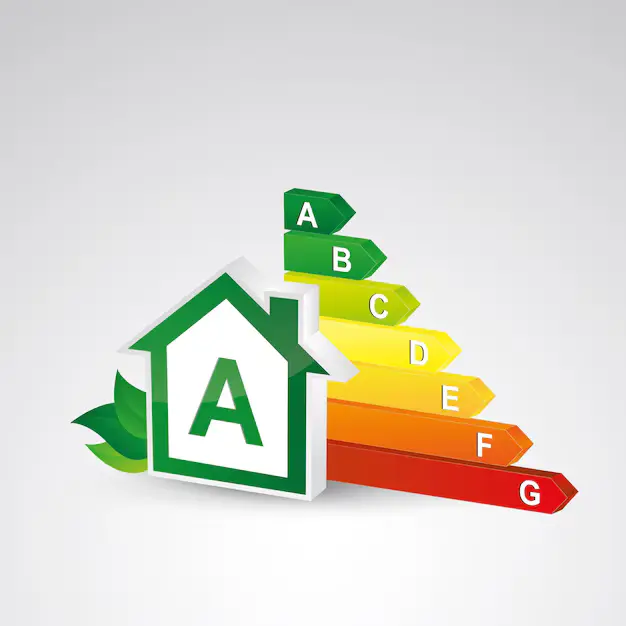 House with energy class certification rating A to G