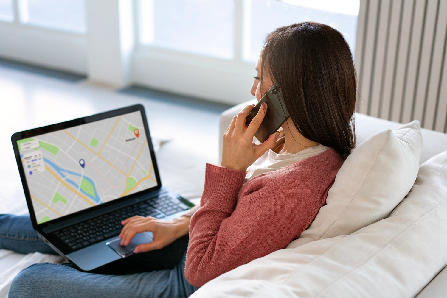 Customer on a call with a laptop arranging an EPC certificate in London